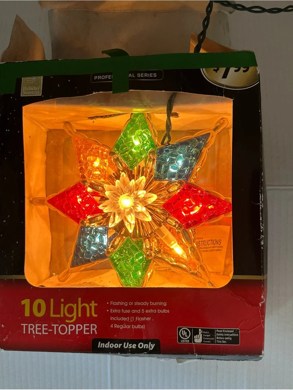 Holiday Seasons Star Tree Topper 10-Light Multicolor Flashing Indoor Christmas